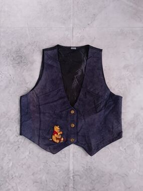 Vintage 90s Disney Winnie The Pooh Suede Vest